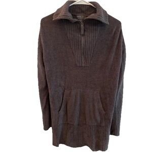 Barefoot Dreams Cozychic Lite Half Zip Tunic Sweater Small Boho Comfort Gray